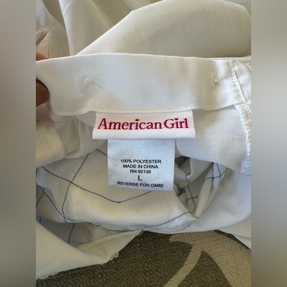 American Girl Long White Nightgown, Blue Bow Ribbon, Trim Detail, Size Large - Picture 8 of 13